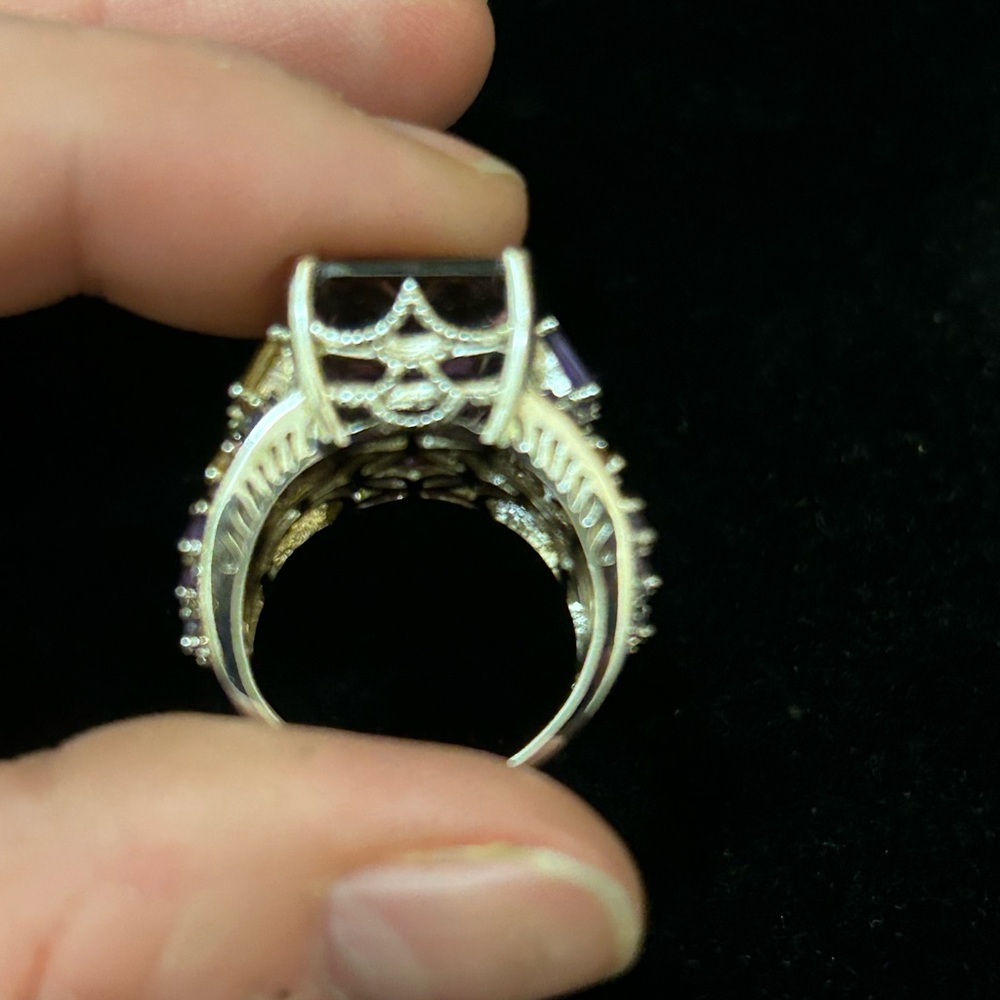Gorgeous Ametrine Amethyst Citrine 925 Sterling Silver Statement Ring Size 6 - Picture 6 of 7